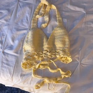 Pastel Yellow Crotched Halter Top
